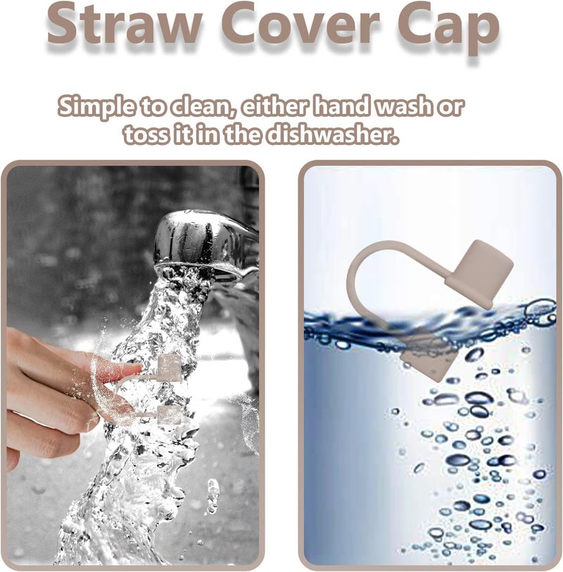GGDECA 7Pcs Straw Cover Cap for Stanley Cup,Simple 10mm(0.4inch) Silicone Straw Toppers for Stanley 40&30oz Tumbler Accessories-Brown - Image 5
